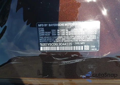 2020 BMW X3 xDrive30I z USA, uszkodzony, nr VIN 5UXTY5C06L9D44335